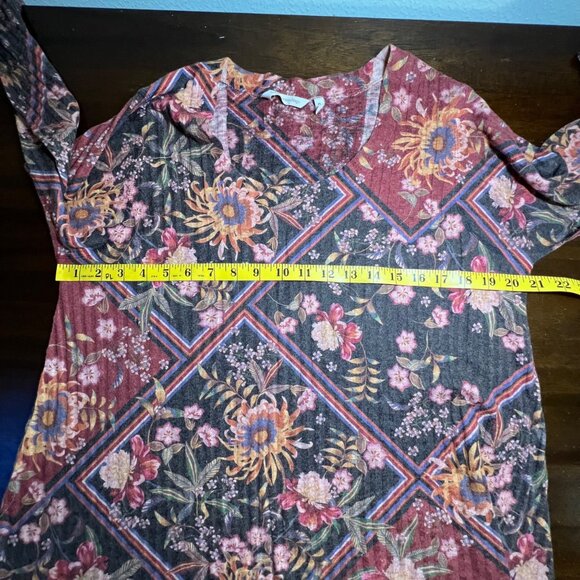 Soft Surroundings Boho Earthy Granola Cottage Indie Long Flowy Tunic Top Large - Picture 6 of 12